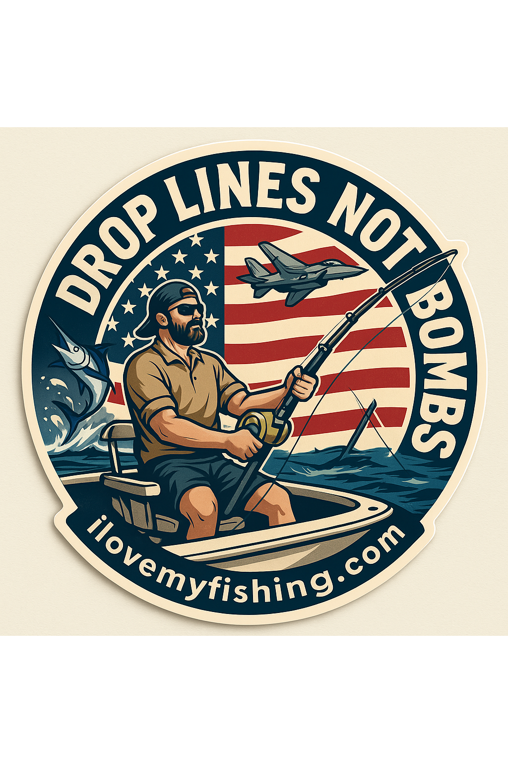 Drop Lines Not Bombs – Peace, Patriotism & Big Fish Sticker