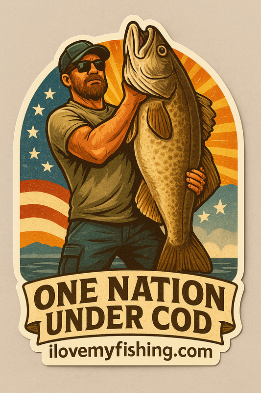 One Nation Under Cod – Patriotic Fishing Vinyl Sticker