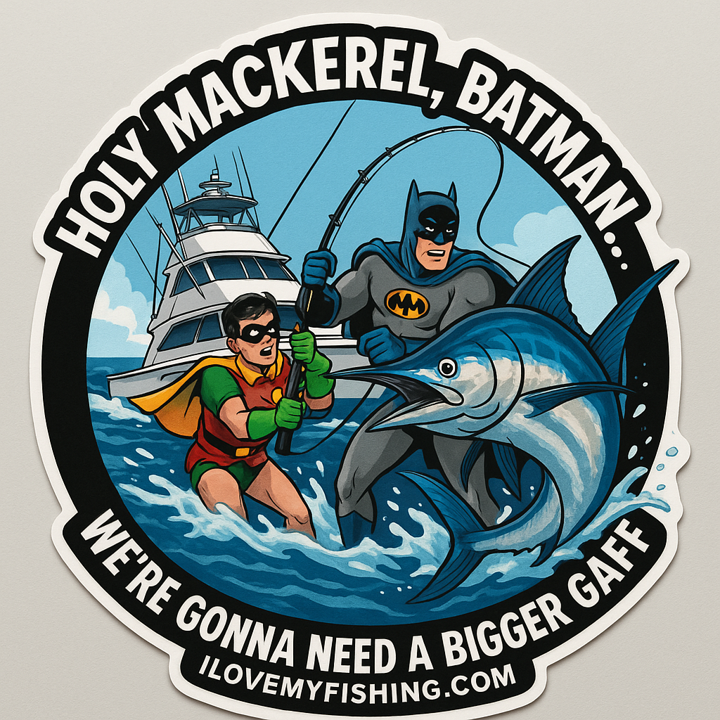 Holy Mackerel, Batman – Funny Offshore Fishing Sticker