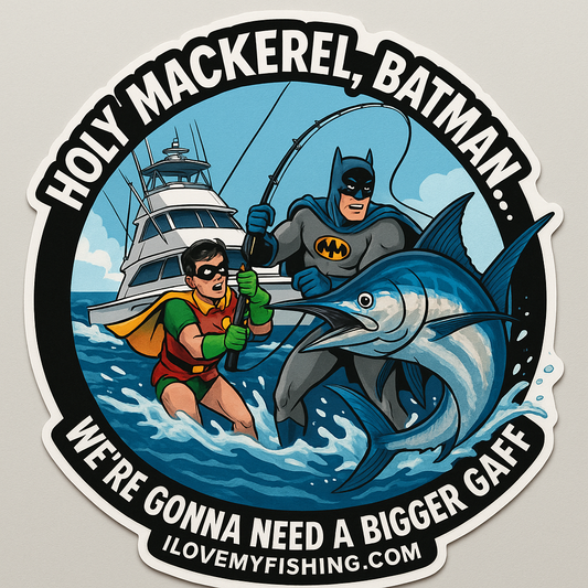 Holy Mackerel, Batman – Funny Offshore Fishing Sticker