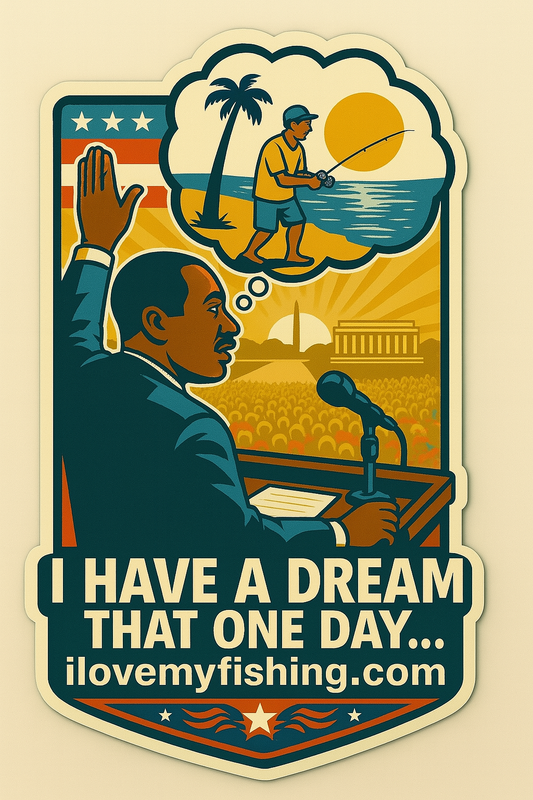 I Have a Dream… To Go Fishing – Freedom Casts Deep Sticker