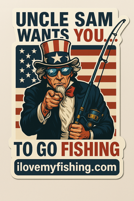 Uncle Sam Wants YOU… To Go Fishing – Patriotic Vinyl Sticker